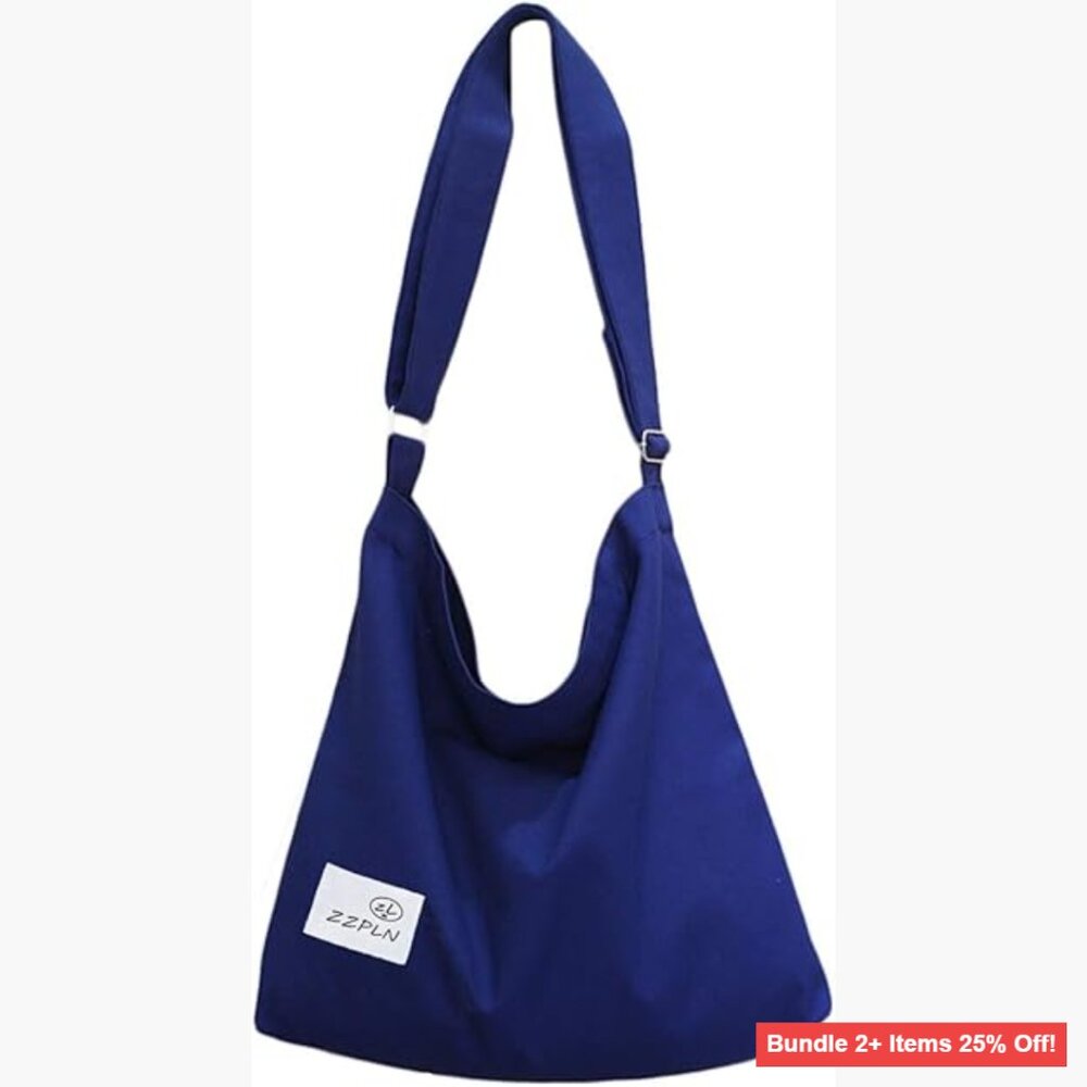 Large Canvas Hobo Crossbody Bag Adjustable Strap Versatile Tote